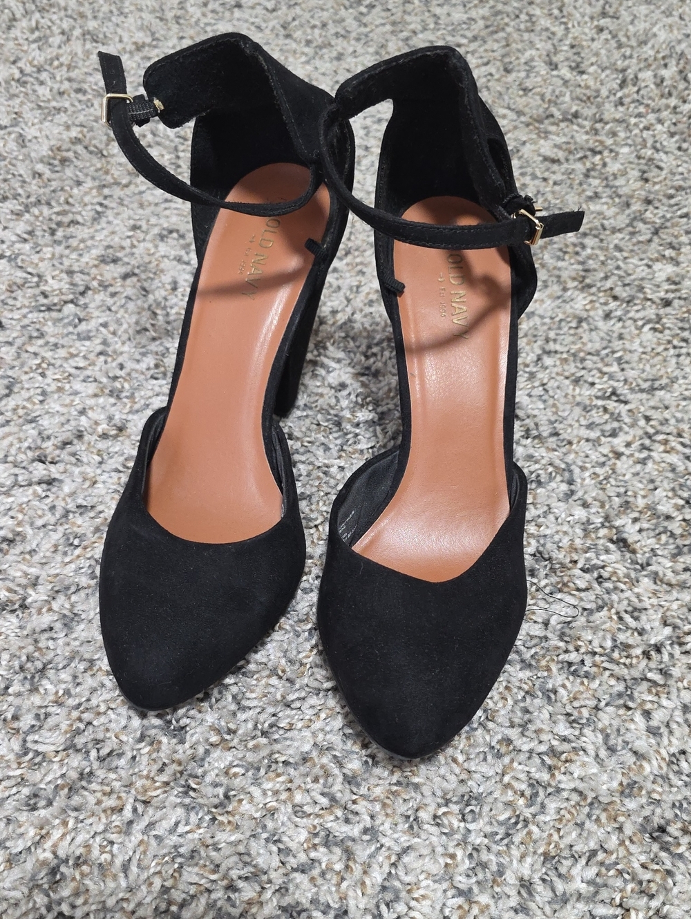 Old Navy Black Suede-Look Ankle Strap Heels